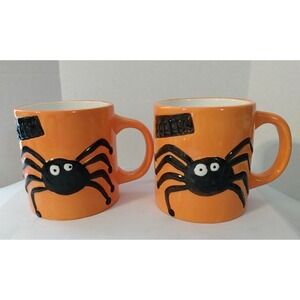 Halloween Spider Mugs Lot of 2: Atico Coffee Cups Dimensional Cute Spooky 3D